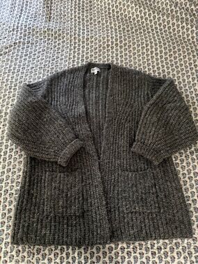 BARE Knitwear Charcoal Ribbed Oversized Open-Front Women’s Cardigan